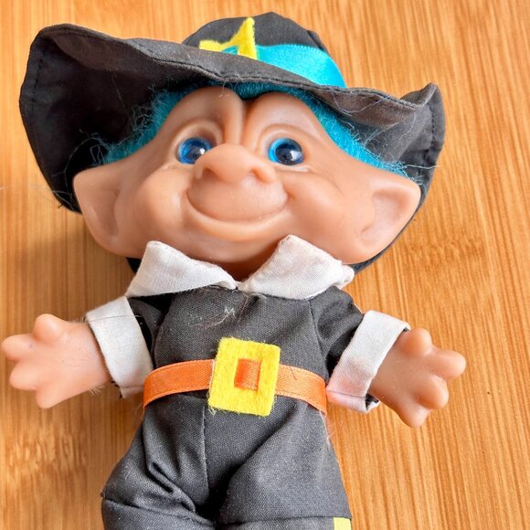 Thanksgiving Pilgrim Troll Doll Holiday Decor 5" Tall Original - Picture 5 of 5